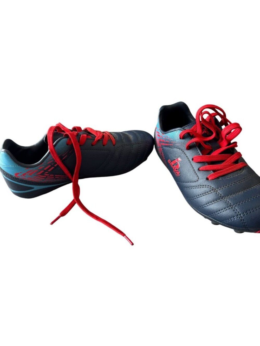 Brava Boys 2.5D Soccer Cleats Red/Navy Man-Made Upper Lace-Up Pre-Owned Durable - Picture 3 of 5